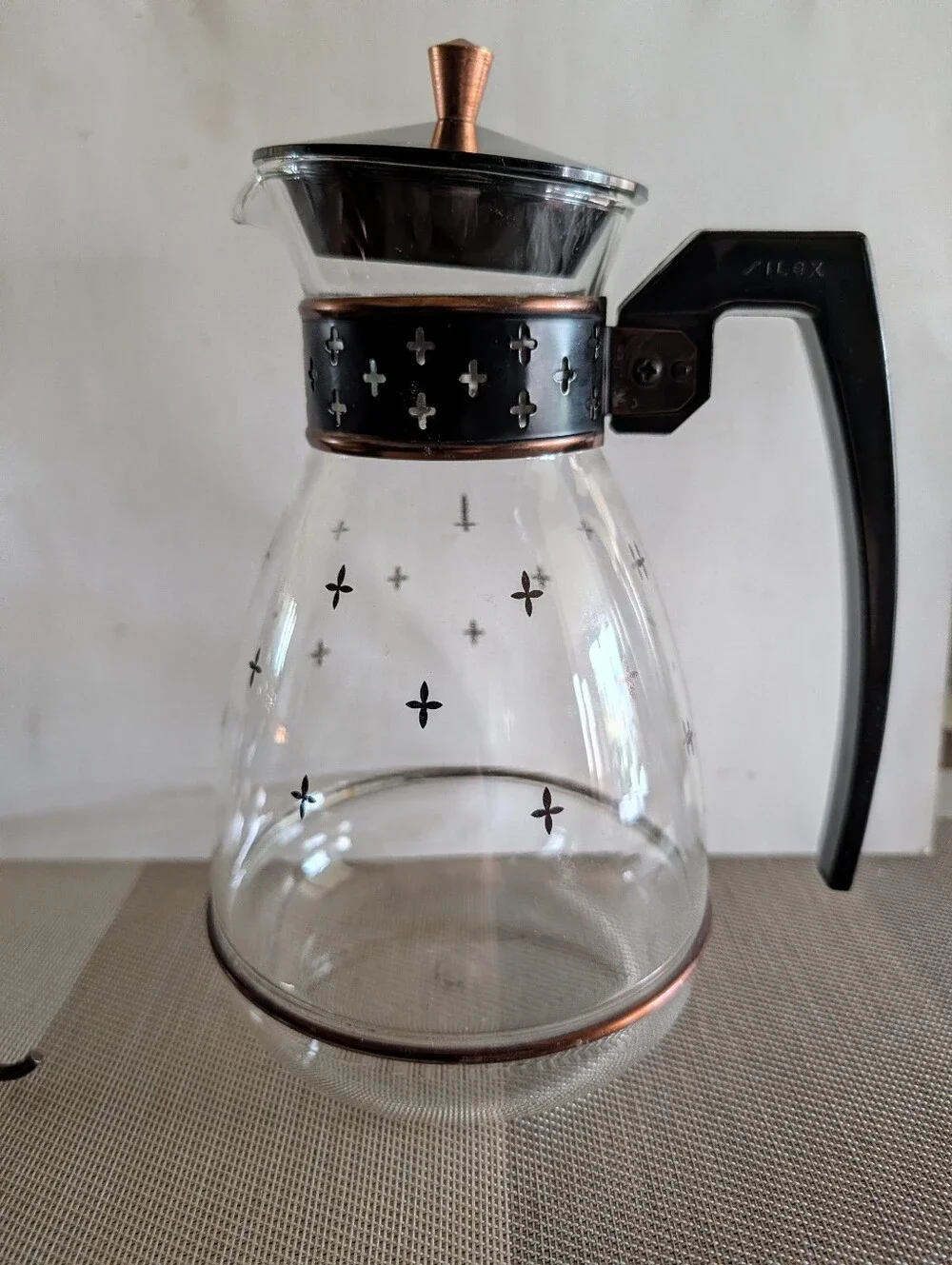 Pyrex Silas Coffee Carafe with warmer classic MCM atomic style